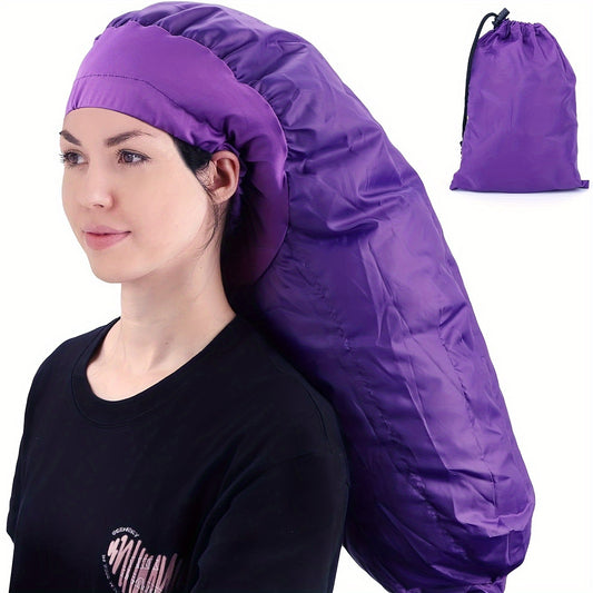 1pc Women'S Deep Conditioning Hooded Hair Dryer Cap - Adjustable Elastic Strap, Heat-Resistant Upgraded Drying & Styling Cap for Curly, Wavy, Straight Hair - Purple
