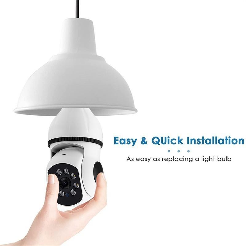 5G WIFI Surveillance 360° Rotate Auto Tracking Panoramic Camera Wireless E27 PTZ Camera CCTV IR Night Vision Motion Detection Two-Way Audio