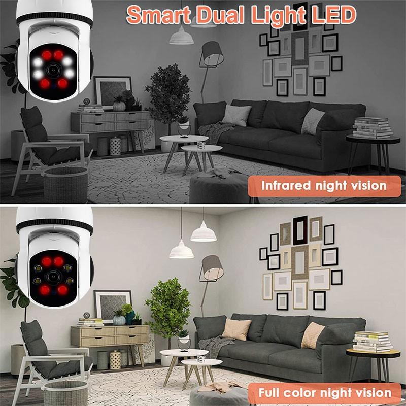 5G WIFI Surveillance 360° Rotate Auto Tracking Panoramic Camera Wireless E27 PTZ Camera CCTV IR Night Vision Motion Detection Two-Way Audio