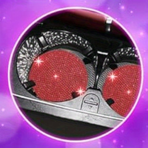 27pcs Red Glitter Car Accessories Set for Women, Glitter Steering Wheel Cover Universal Size 15 Inch, Glitter License Plate Frame, Glitter Phone Holder, Glitter Car Coaster
