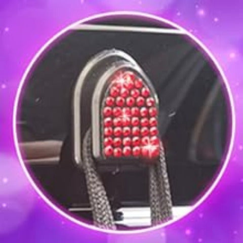 27pcs Red Glitter Car Accessories Set for Women, Glitter Steering Wheel Cover Universal Size 15 Inch, Glitter License Plate Frame, Glitter Phone Holder, Glitter Car Coaster