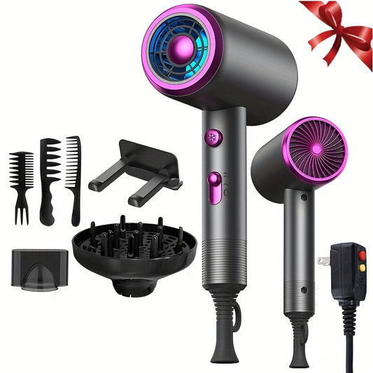 Professional Salon-Quality Hair Dryer - Advanced Diffuser for Frizz-Free Styling, Concentrator for Precise Airflow, Powerful DC Motor for Efficient Drying - Fast and Gentle Blowing for Salon-Quality Results, Designed for Prof