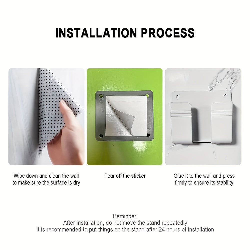Wall Mount Phone Holder Adhesive Punch Free Remote Control Holder Plug Organizer for Home Bedroom Kitchen Office Storage