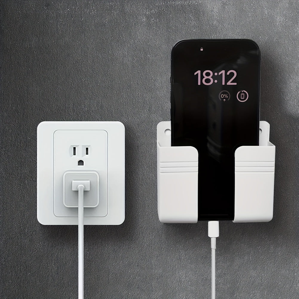 Wall Mount Phone Holder Adhesive Punch Free Remote Control Holder Plug Organizer for Home Bedroom Kitchen Office Storage