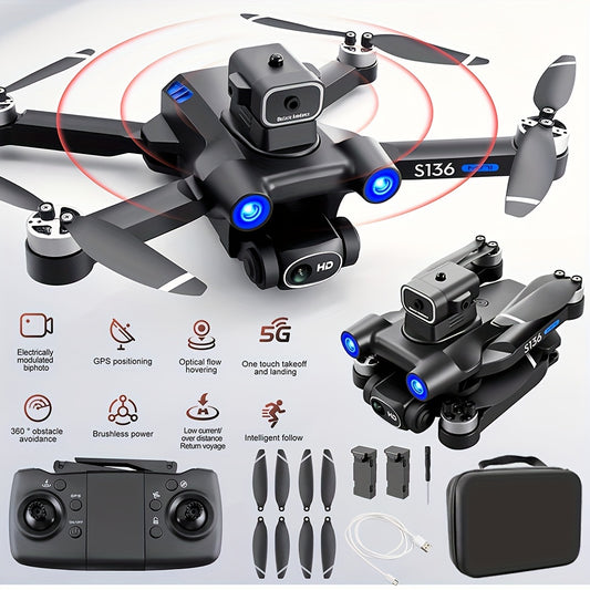 4K Camera GPS Drone - Brushless Motor RC Quadcopter With Auto Return, Follow Me, Circle Fly, Waypoint Fly, Altitude Hold - 2*Battery For Adults