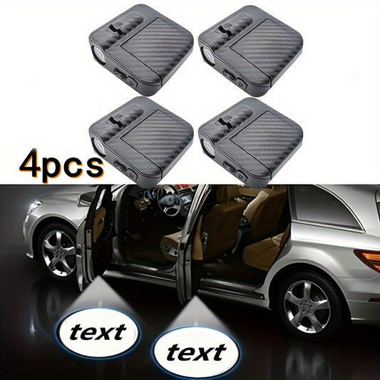 4pcs Universal Car Door LED Welcome Projector Logo Shadow Night Light Wireless Courtesy light source Car Accessories