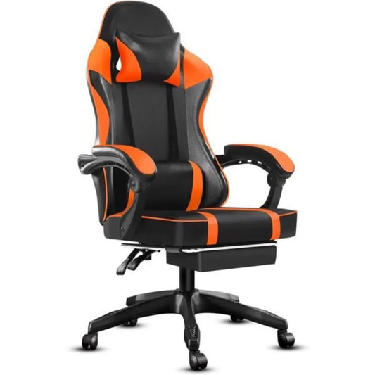 Video Game Chairs for Adults PU Leather Gaming Chair with Footrest 360Swivel Adjustable Lumbar Pillow Gamer Chair Comfortable C