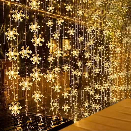 Romantic 3m LED Snowflake Curtain Lights - Fairy String Lights for Indoor and Outdoor Use -  For Weddings, Parties, and Home Decor - Perfect Gift for Holiday Celebrations