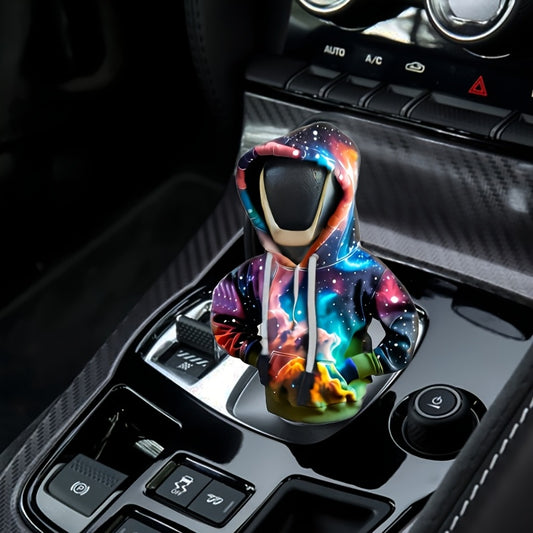 1pc Creative Galaxy Pattern Hoodie Car Gear Knob Cover Car Gear Knob Cover Gear Shift Cover Car Gear Shift Dust Cover Car Accessories Car Decoration Gift for Friends Small Gift